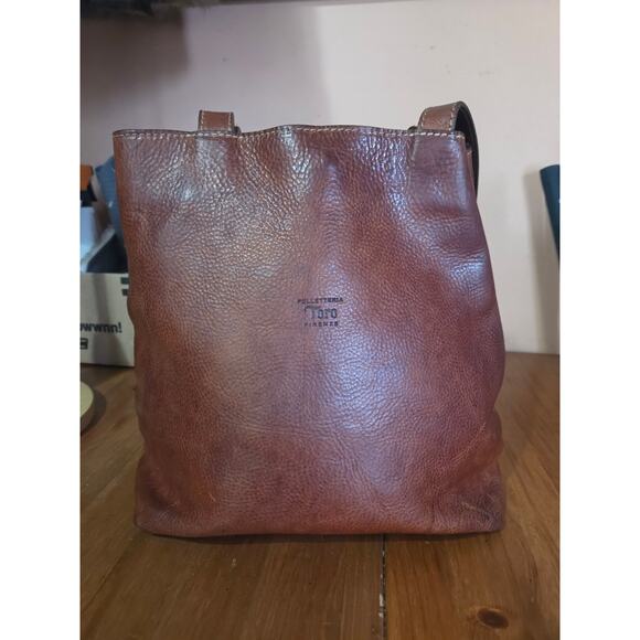 Vintage Italian Leather Boho Hobo Genuine Leather Bag Pelletteria Toro Firenze - Picture 1 of 10